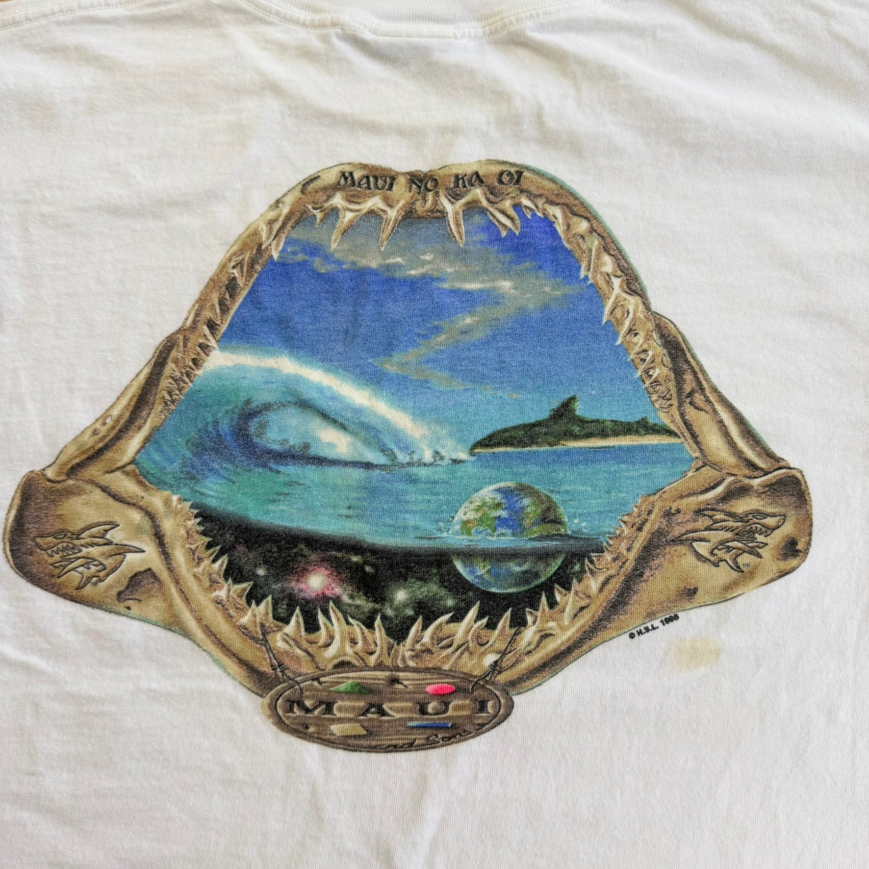 J- Vintage Maui & Sons Logo & Graphic Made In USA Single Stitch Tee - L