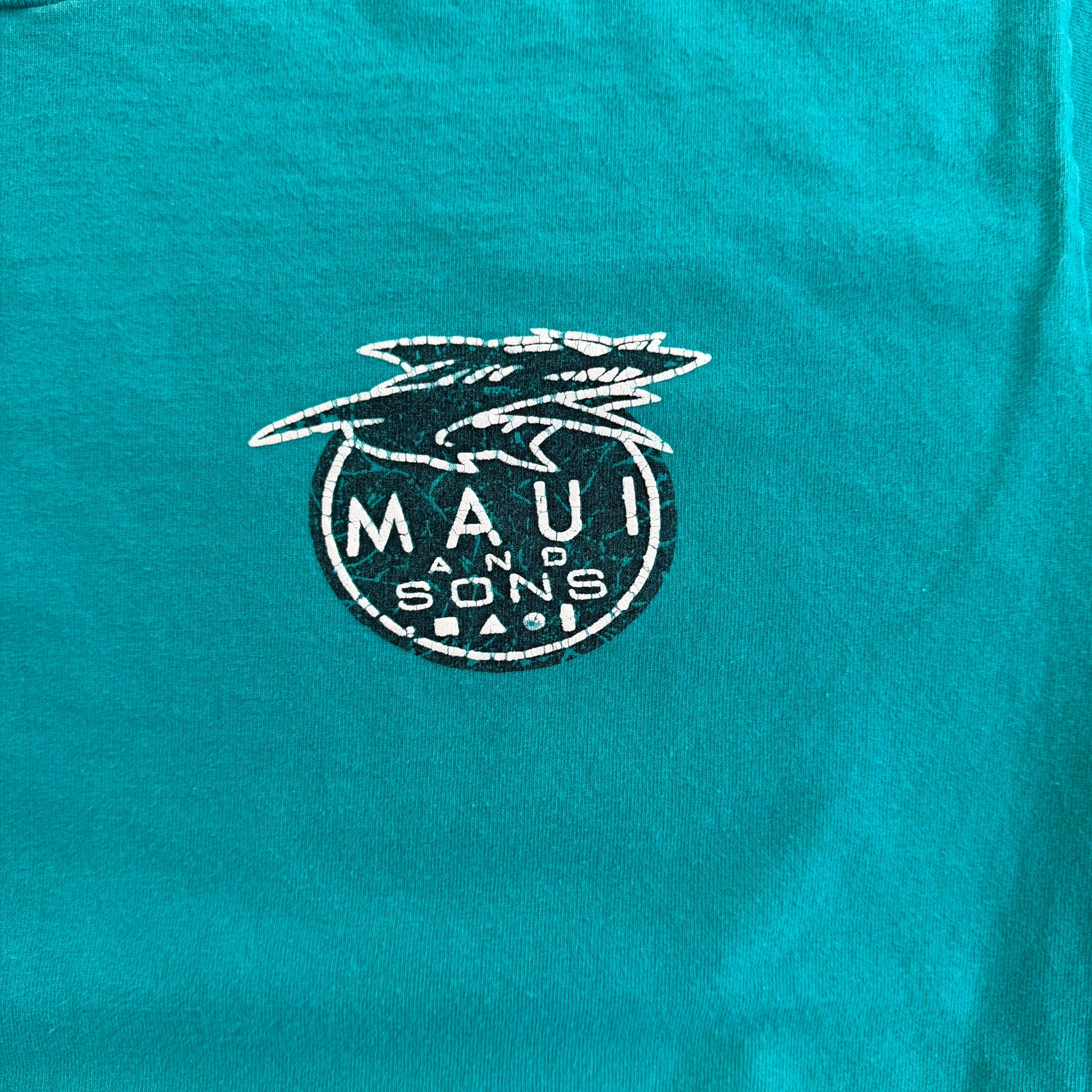 J- Vintage Maui & Sons Logo Graphic Made In USA Single Stitch Tee - L