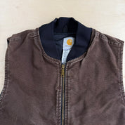 Vintage Carhartt Dark Brown Zip Up Workwear Vest - L