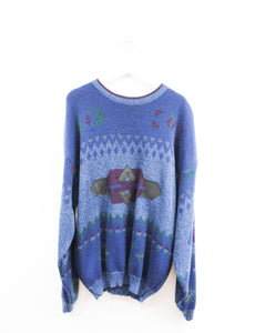 Vintage Urban Works Flowers & Pattern Knit Sweater