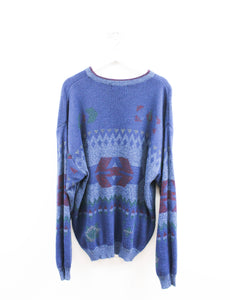 Vintage Urban Works Flowers & Pattern Knit Sweater