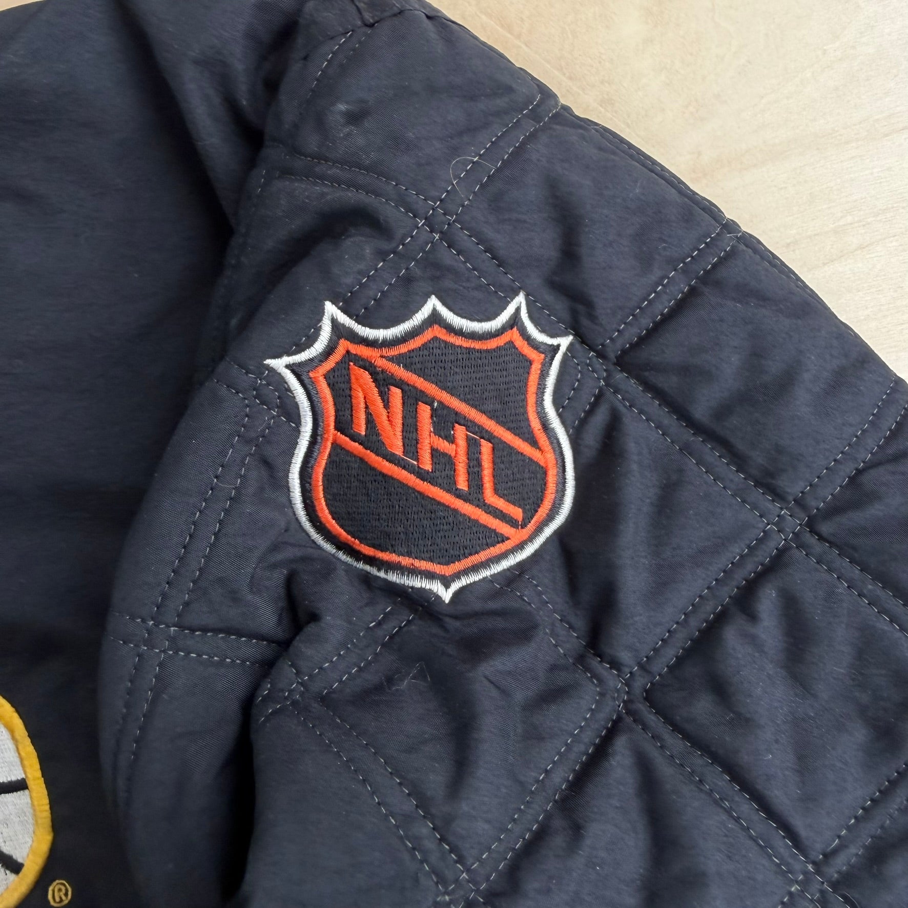 Vintage 90s Boston Bruins NHL Starter Zip Up Winter Jacket - L