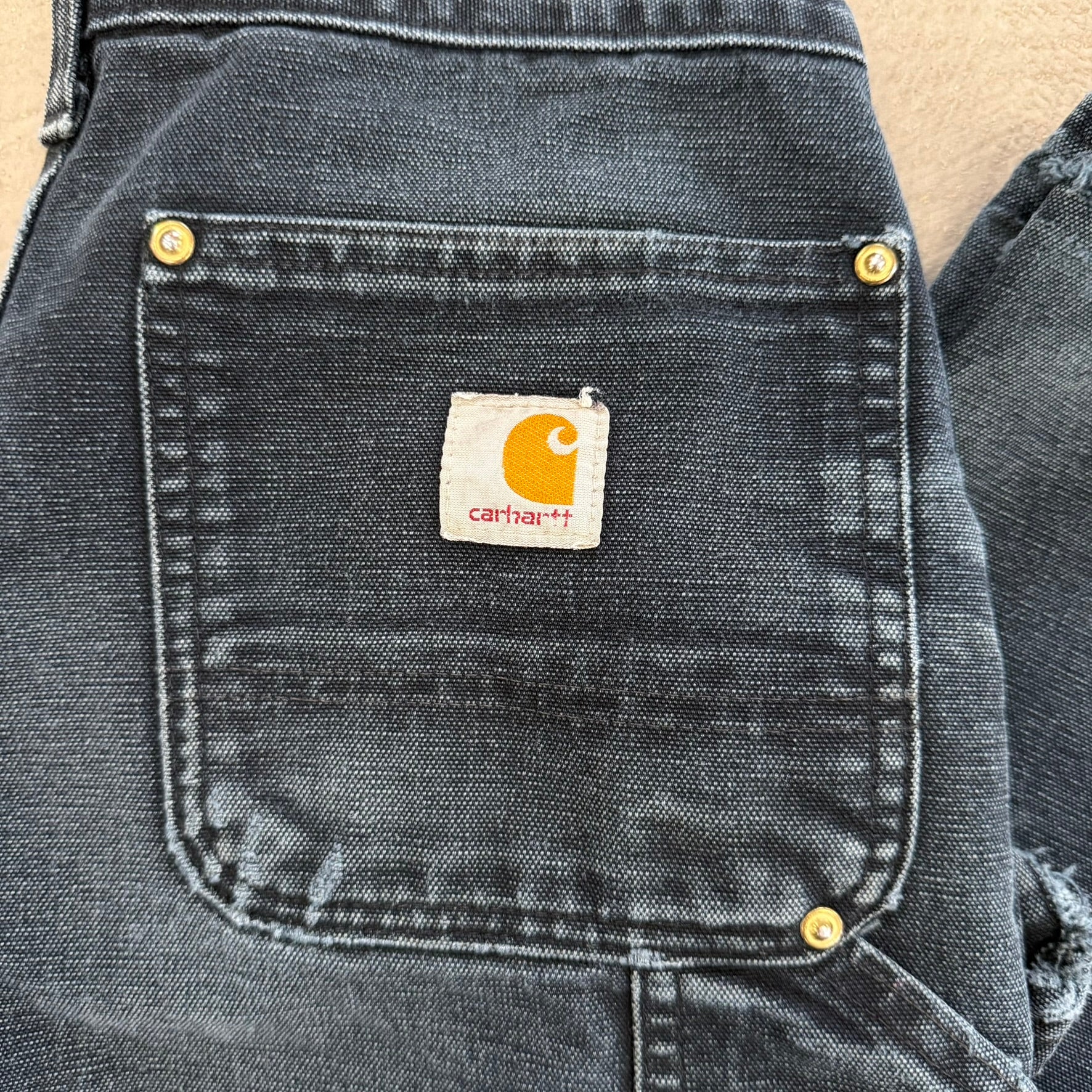Vintage Carhartt Made In USA Black Double Knee Canvas Workwear Pants - 28x29