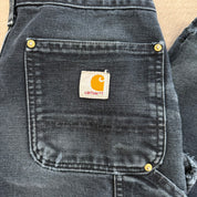 Vintage Carhartt Made In USA Black Double Knee Canvas Workwear Pants - 28x29