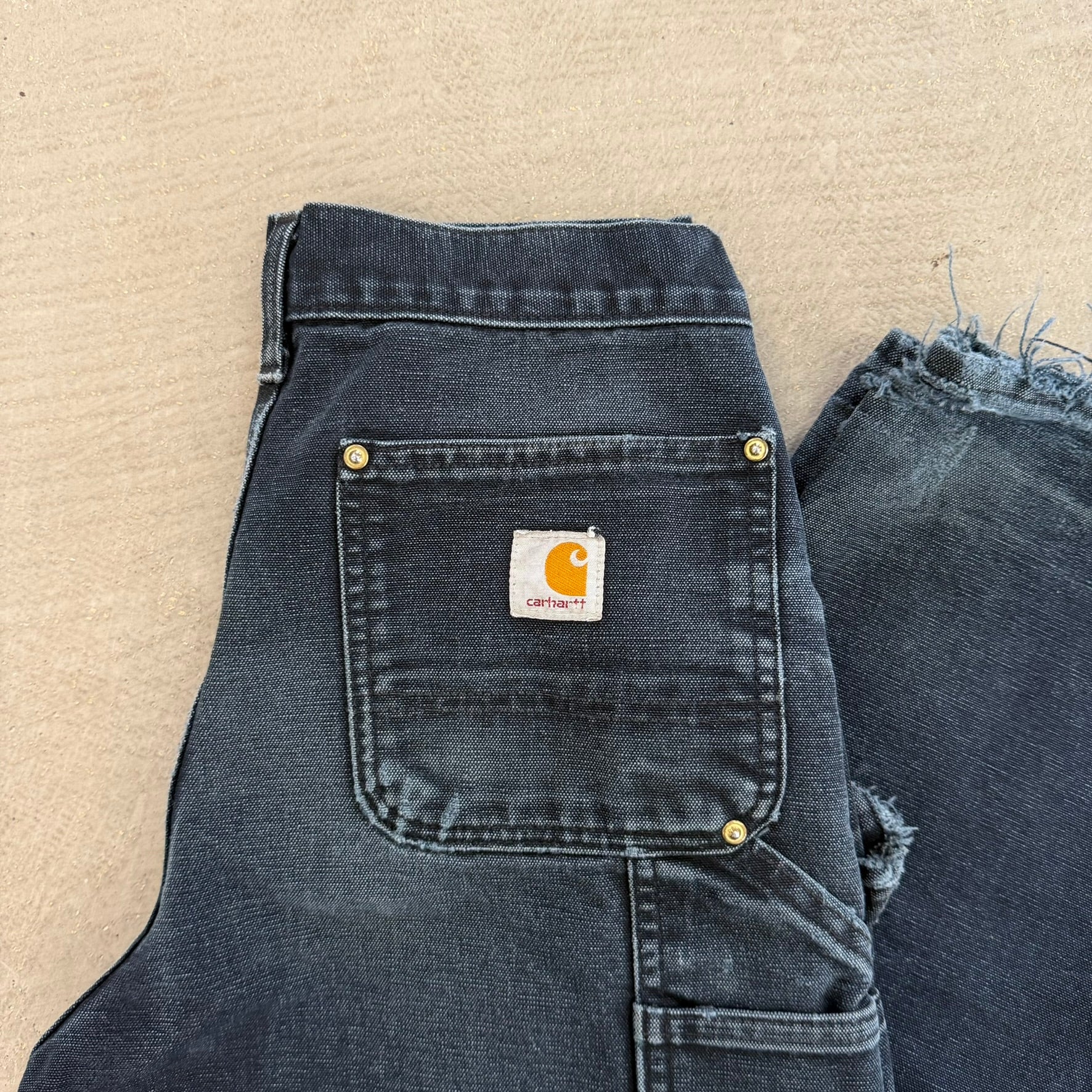 Vintage Carhartt Made In USA Black Double Knee Canvas Workwear Pants - 28x29