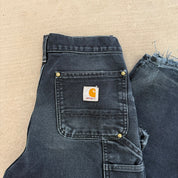 Vintage Carhartt Made In USA Black Double Knee Canvas Workwear Pants - 28x29
