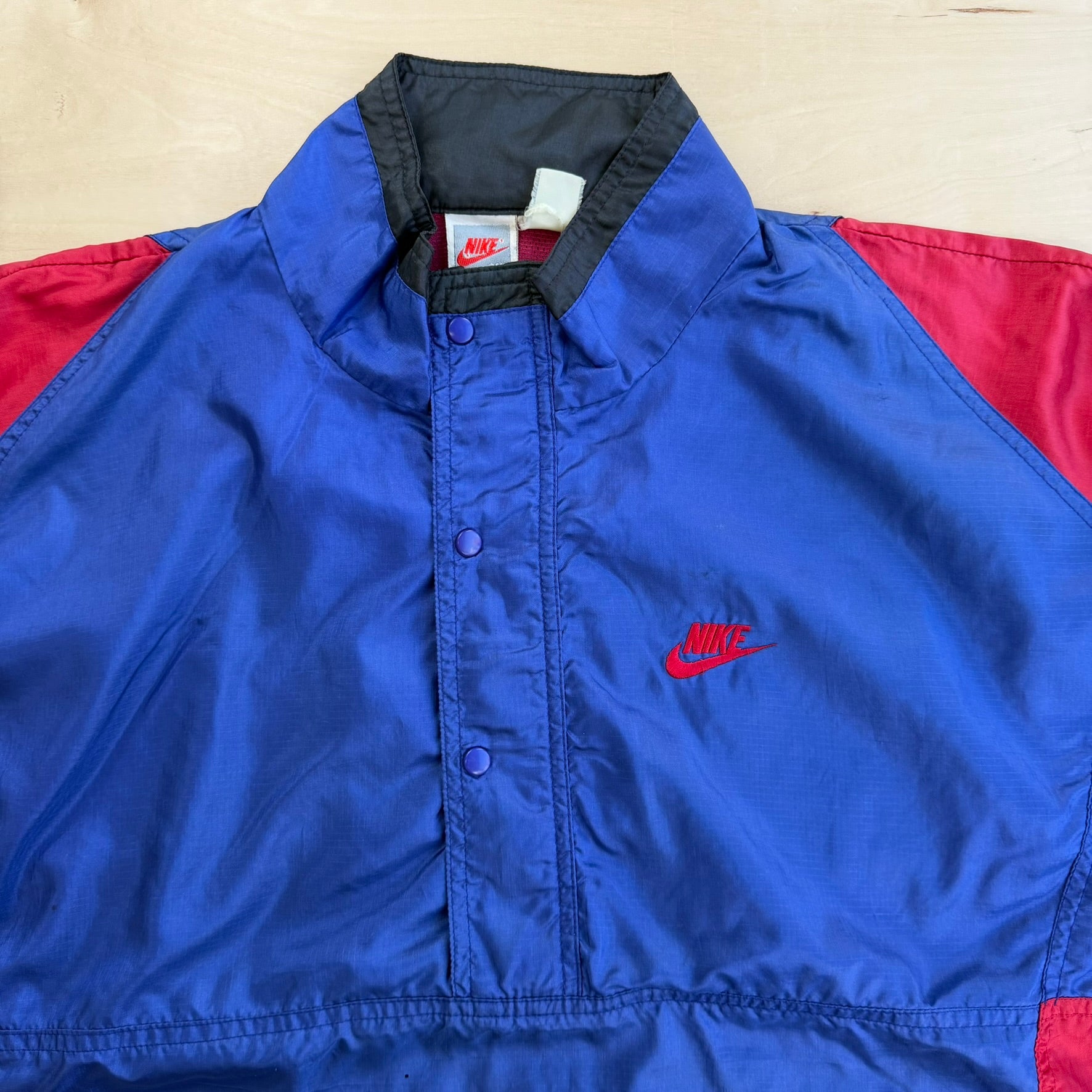 J- Vintage 90s Nike Embroidered Swoosh & Text Pullover Anorak Lightweight Jacket - XL
