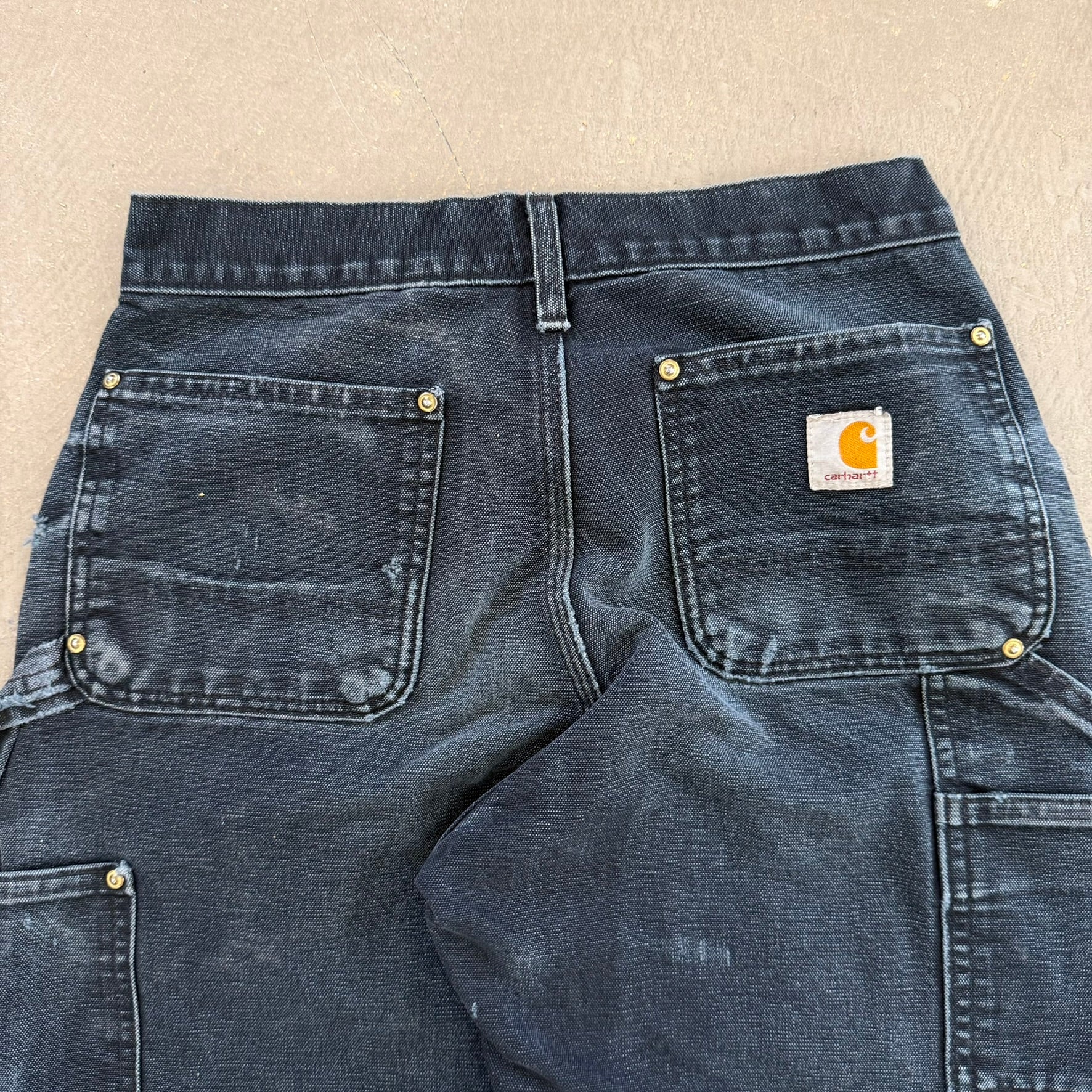 Vintage Carhartt Made In USA Black Double Knee Canvas Workwear Pants - 28x29