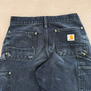 Vintage Carhartt Made In USA Black Double Knee Canvas Workwear Pants - 28x29