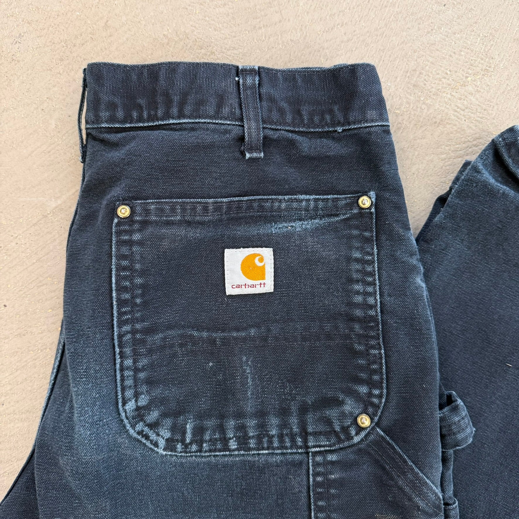 Vintage Carhartt Made In USA Black Double Knee Canvas Workwear Pants - 34x32