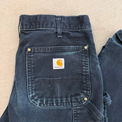 Vintage Carhartt Made In USA Black Double Knee Canvas Workwear Pants - 34x32