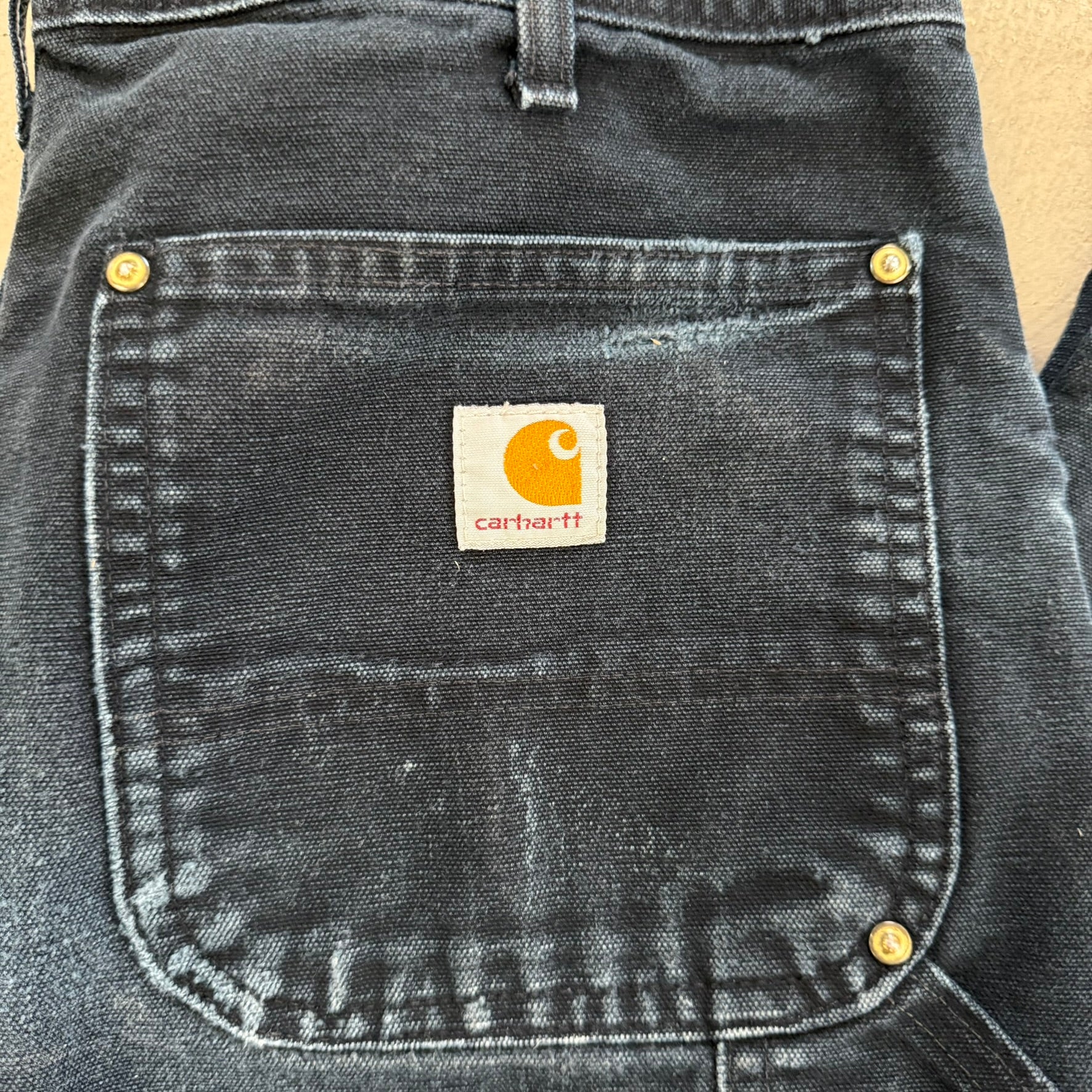 Vintage Carhartt Made In USA Black Double Knee Canvas Workwear Pants - 34x32