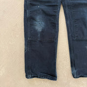 Vintage Carhartt Made In USA Black Double Knee Canvas Workwear Pants - 34x32