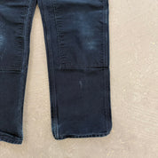 Vintage Carhartt Made In USA Black Double Knee Canvas Workwear Pants - 34x32