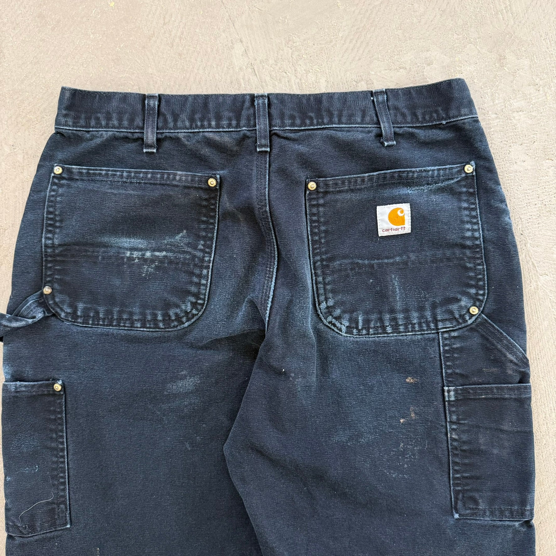 Vintage Carhartt Made In USA Black Double Knee Canvas Workwear Pants - 34x32