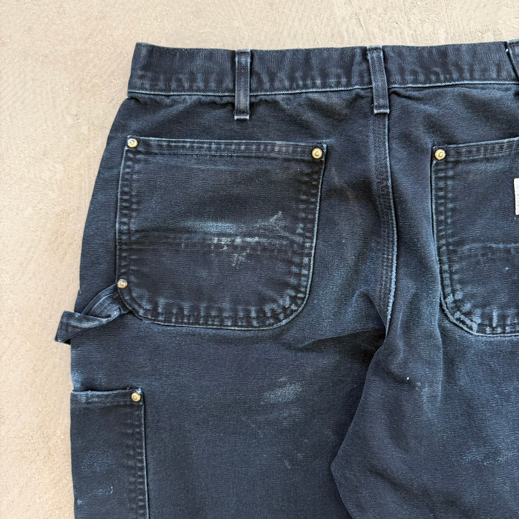 Vintage Carhartt Made In USA Black Double Knee Canvas Workwear Pants - 34x32
