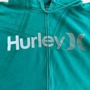 J- Vintage Hurley Logo Text Zip Up Hoodie - XL