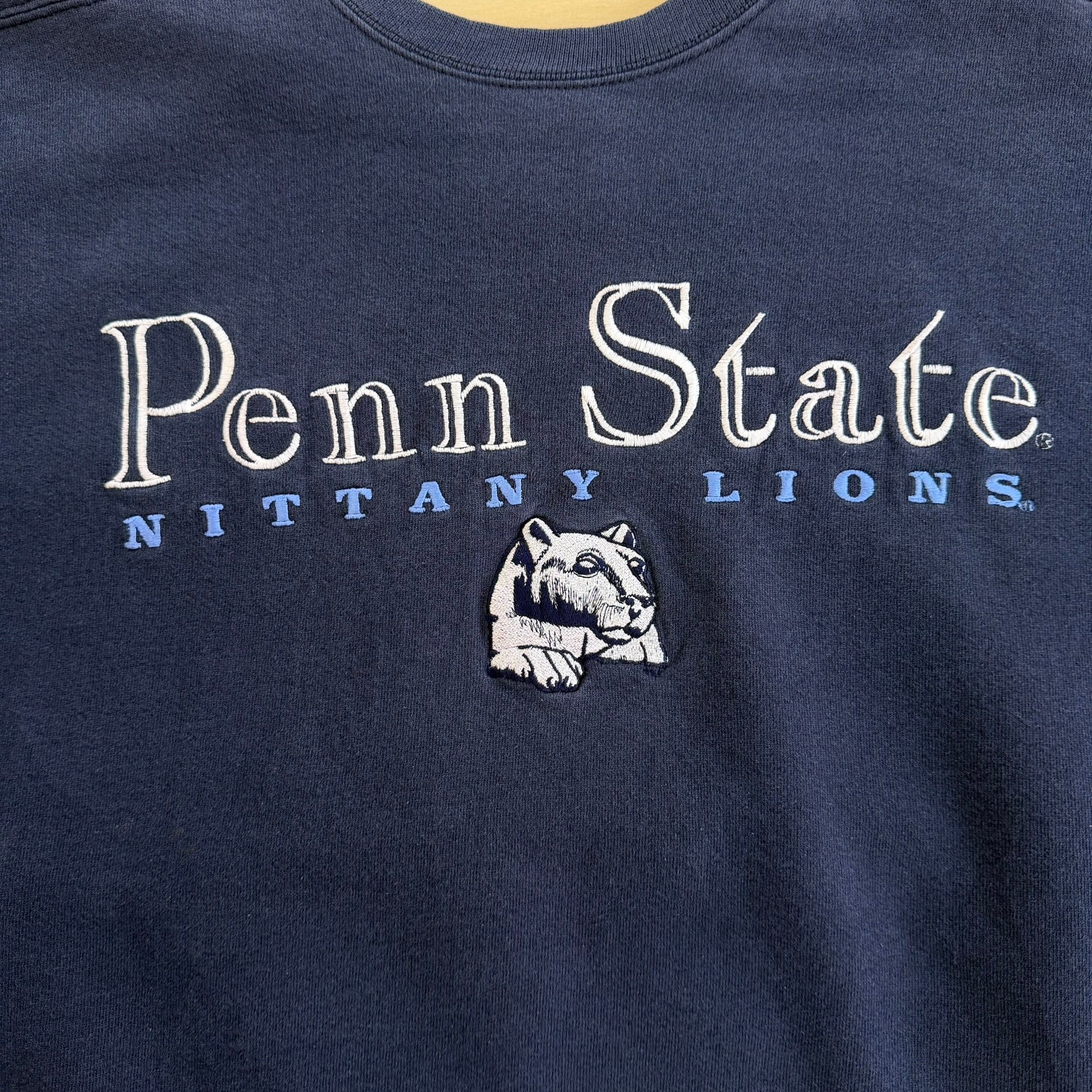 J- Vintage Penn State Nittany Lions Embroidered Logo & Text Made In USA Crewneck - 2XL