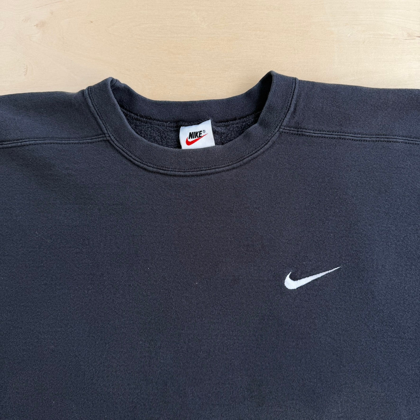 Vintage 90s Nike Embroidered Swoosh Black Crewneck - XL