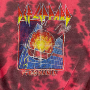 J- Def Leppard Pyromania Graphic Red Acid Wash Crewneck - L/XL