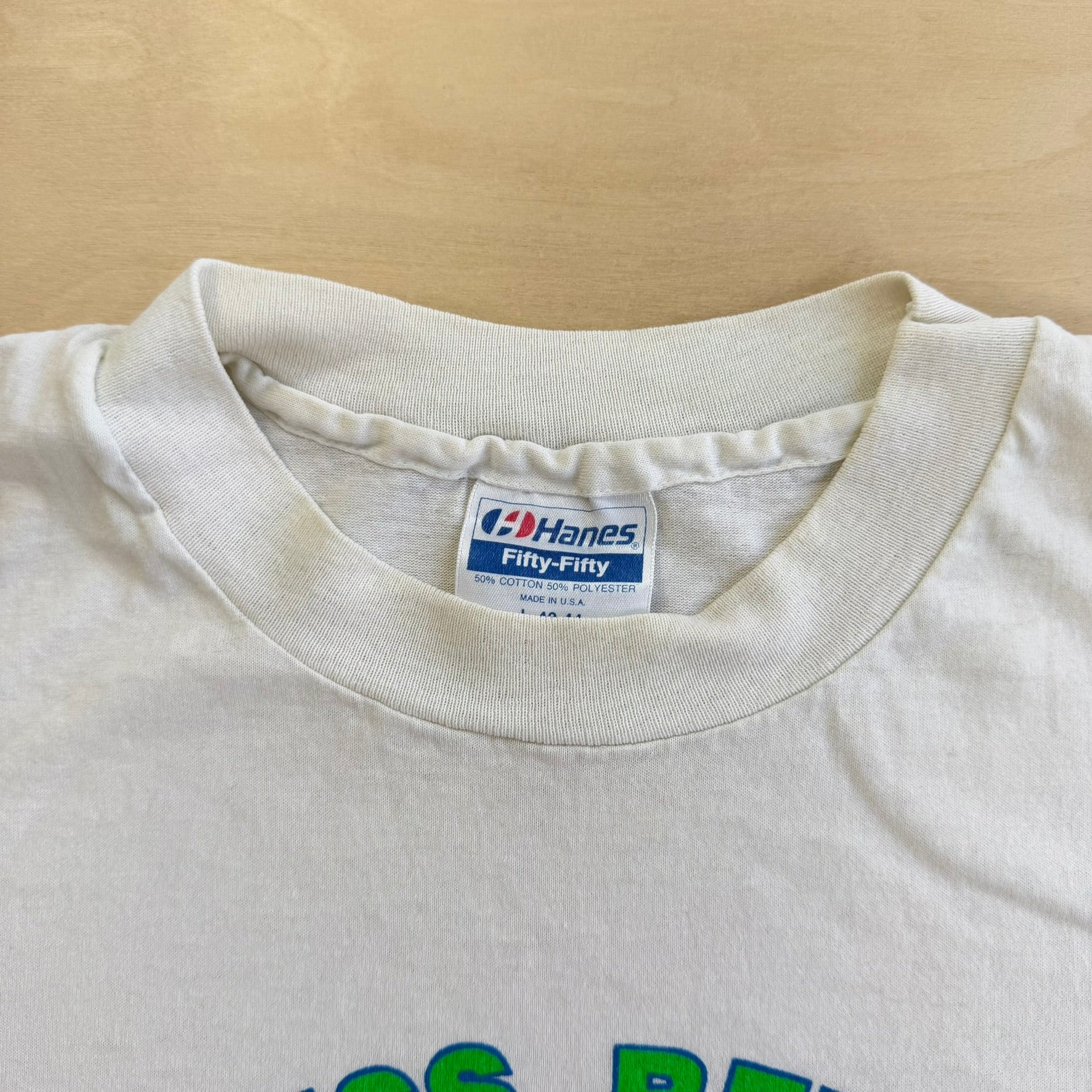 J- Vintage '91 YMCA Alberta Fitness Retreat Graphic & Text Made In USA Single Stitch Tee - L