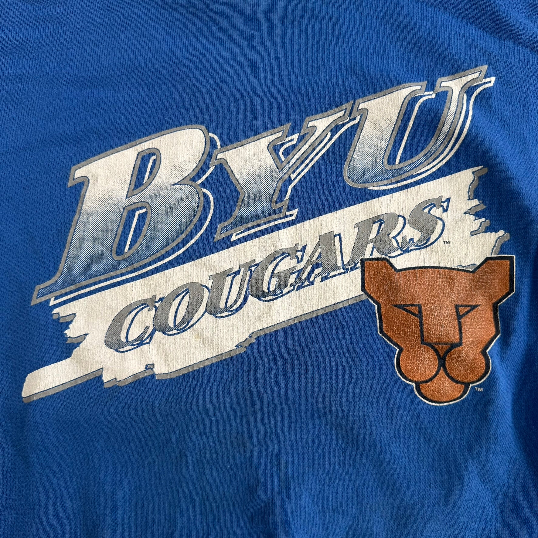 Vintage Brigham Young University Cougars Graphic Made In USA Crewneck - 2XL
