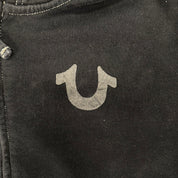 J- Vintage True Religion Logo Black Zip Up Hoodie - XL