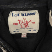 J- Vintage True Religion Logo Black Zip Up Hoodie - XL