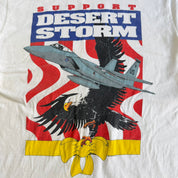 Vintage 90s Support Operation Desert Storm F-15 Eagle Fight Jet Made In USA Single Stitch Tee - L