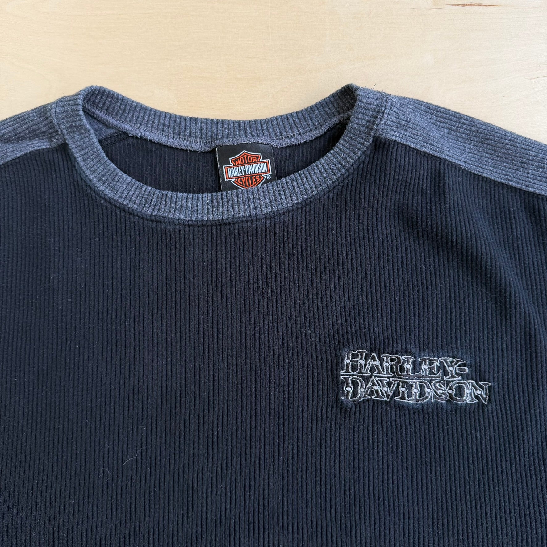 Vintage '03 Harley Davidson Woodstock Illinois Made In USA Thermal Long Sleeve Tee - 2XL