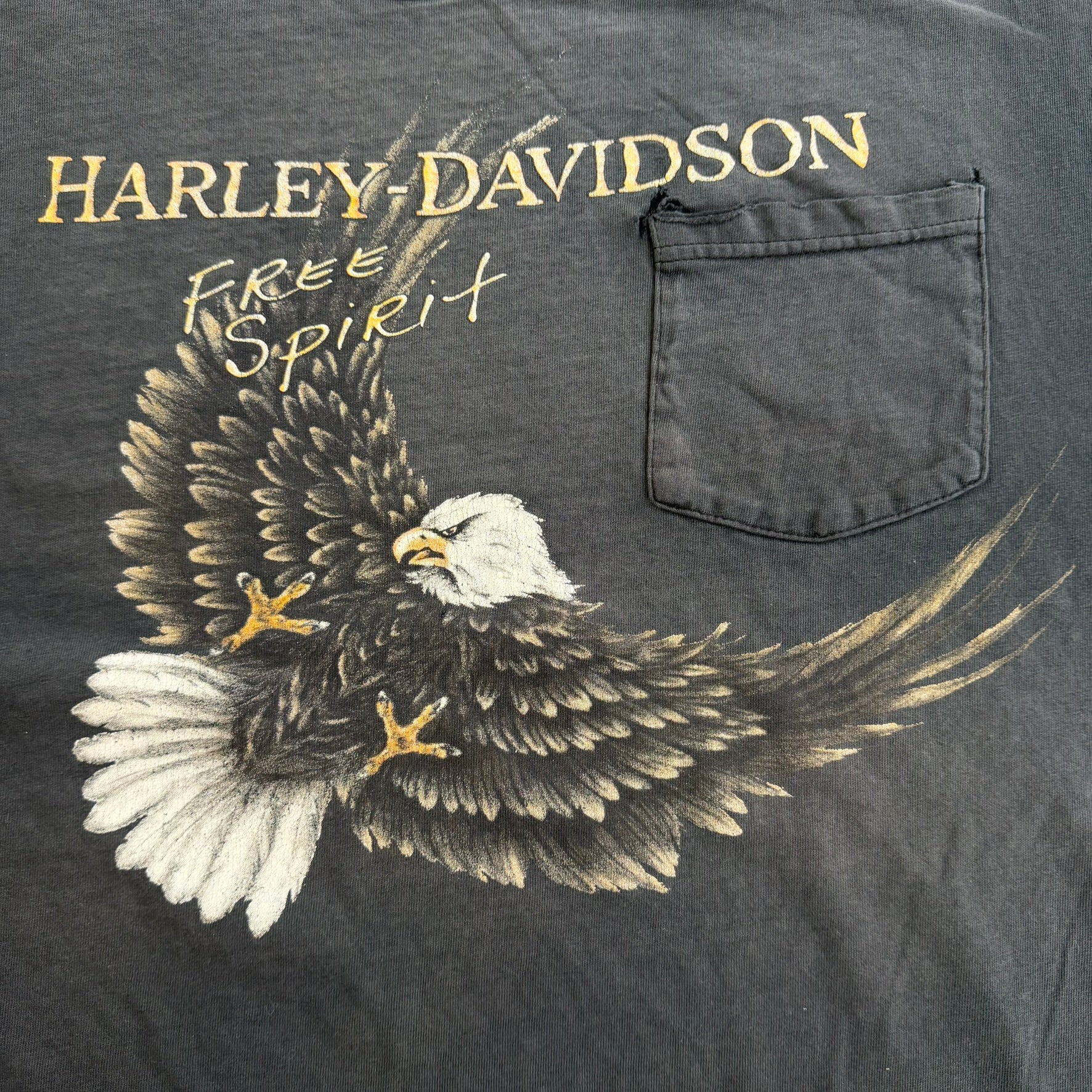 J- Vintage '02 Harley Davidson St Paul Minnesota Free Spirit Pocket Tee - XL