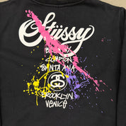 J- Stussy City Text & Paint Splatter Graphic Crewneck - M