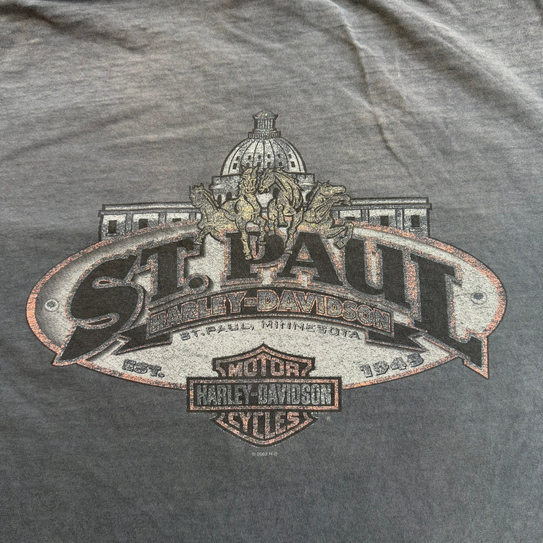 J- Vintage '02 Harley Davidson St Paul Minnesota Free Spirit Pocket Tee - XL