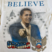 J- Vintage '09 Barack Obama Believe Graphic & Text Tee - M (fits XL)