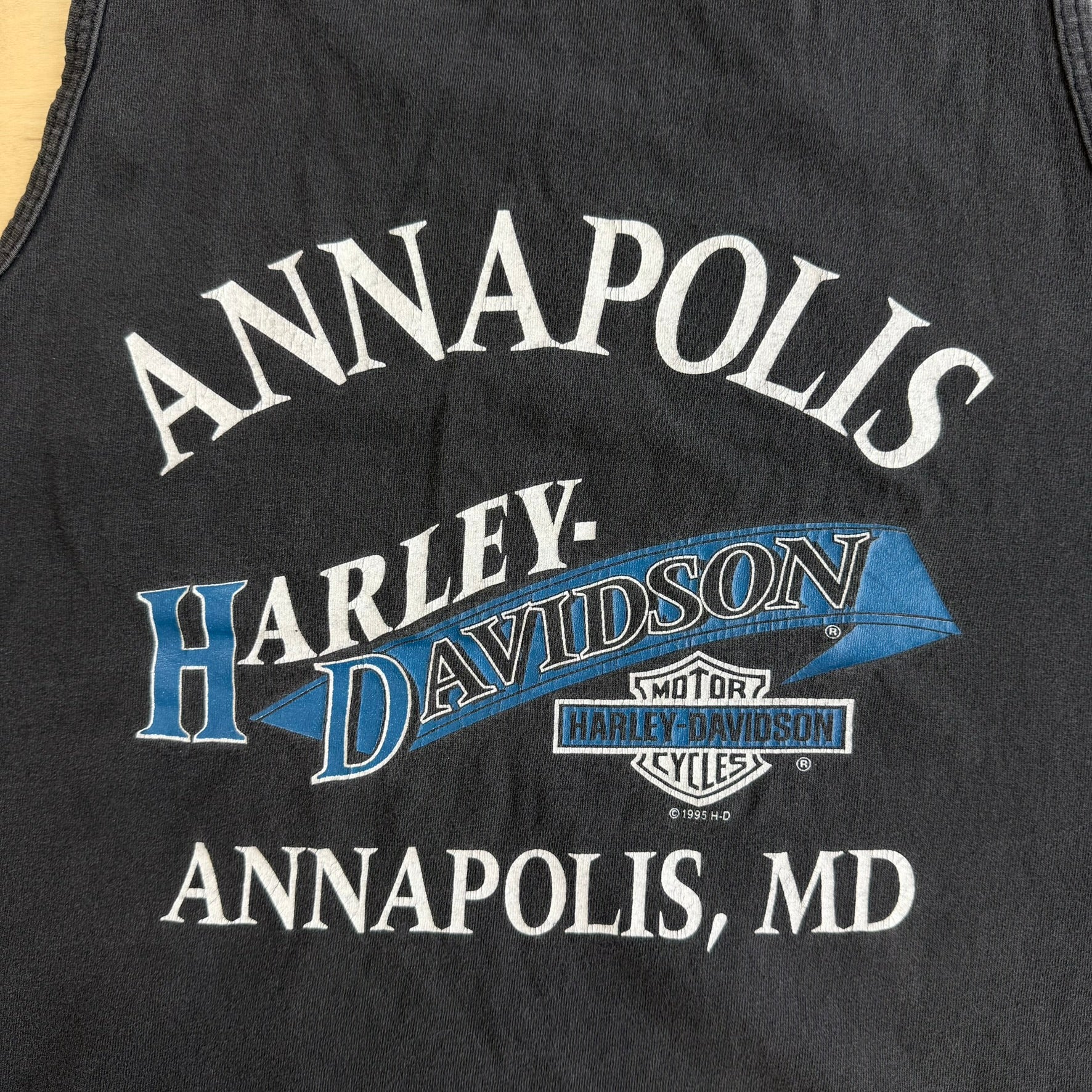 Vintage '95 Harley Davidson Annapolis Maryland Graphic Made In USA Tank Top - XL
