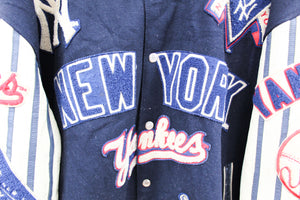 Z- Vintage Jeff Hamilton Yankees MLB Bronx Bombers Reversible Leather Varsity Jacket