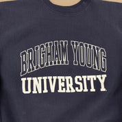 J- Vintage Brigham Young University Text Made In USA Crewneck - XL