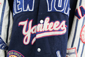 Z- Vintage Jeff Hamilton Yankees MLB Bronx Bombers Reversible Leather Varsity Jacket