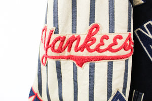 Z- Vintage Jeff Hamilton Yankees MLB Bronx Bombers Reversible Leather Varsity Jacket