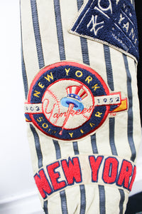 Z- Vintage Jeff Hamilton Yankees MLB Bronx Bombers Reversible Leather Varsity Jacket