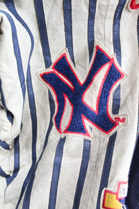 Z- Vintage Jeff Hamilton Yankees MLB Bronx Bombers Reversible Leather Varsity Jacket