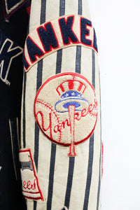 Z- Vintage Jeff Hamilton Yankees MLB Bronx Bombers Reversible Leather Varsity Jacket