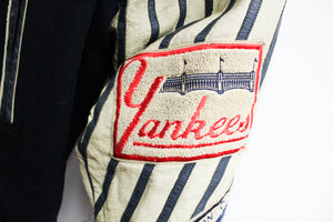 Z- Vintage Jeff Hamilton Yankees MLB Bronx Bombers Reversible Leather Varsity Jacket