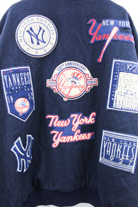 Z- Vintage Jeff Hamilton Yankees MLB Bronx Bombers Reversible Leather Varsity Jacket