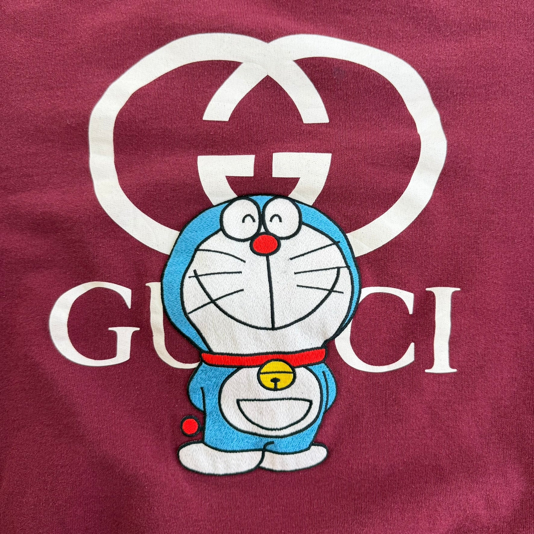 J- Bootleg Gucci Doraemon Text & Embroidered Graphic Crewneck - M