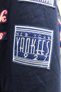 Z- Vintage Jeff Hamilton Yankees MLB Bronx Bombers Reversible Leather Varsity Jacket