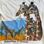 Vintage Giraffes Extinction Is Forever Graphic Made In Canada Single Stitch Tee - M