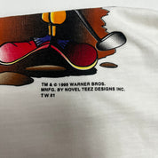 F- Vintage 1995 Looney Tunes Wile E. Coyote & Road Runner Henley Polo Tee