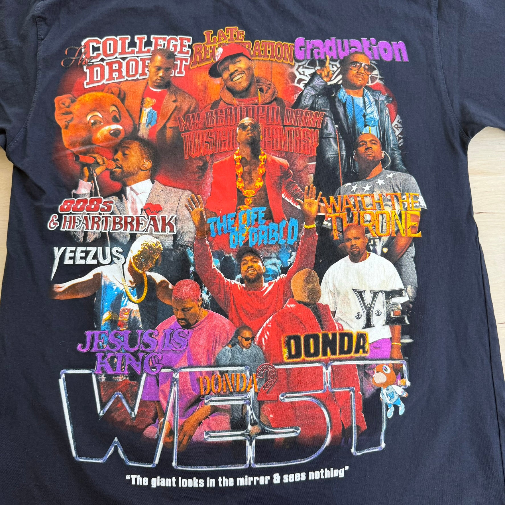 J- Kanye West Text & Pictures Graphic Marino Morwood Tag Tee - M