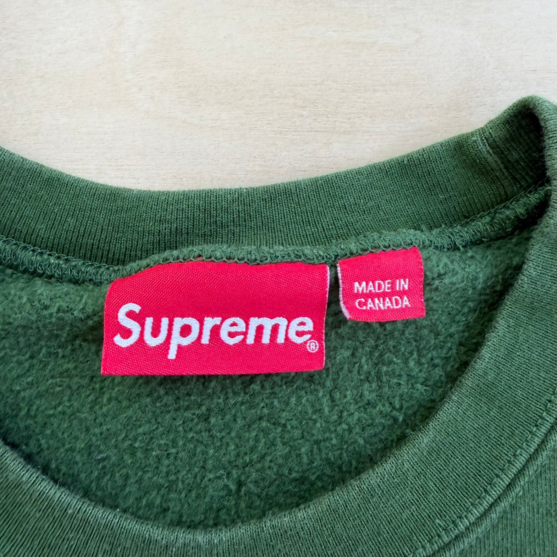 J- Supreme FW20 Small Box Logo Embroidered Green Crewneck - L